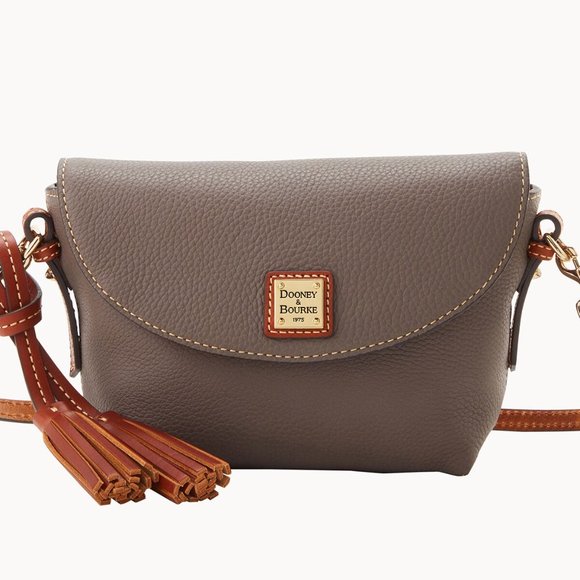 Dooney & Bourke Pebble Grain Crossbody Saddle Taupe - Picture 1 of 5